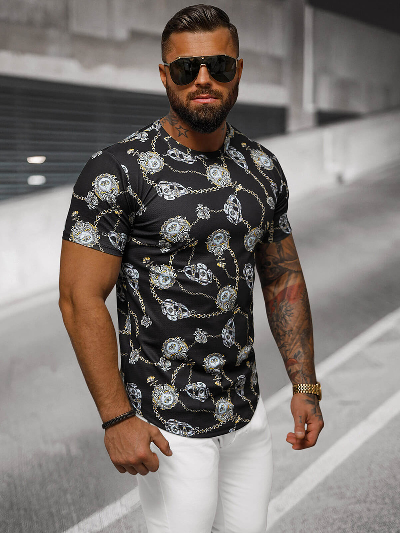 T-shirt męski czarny OZONEE O/PT012