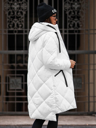 Kurtka zimowa damska długa pikowana biała OZONEE JS/5M3168/281Z