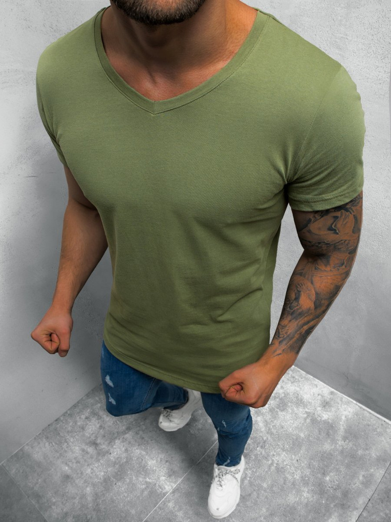 T-Shirt męski khaki OZONEE O/1210Z