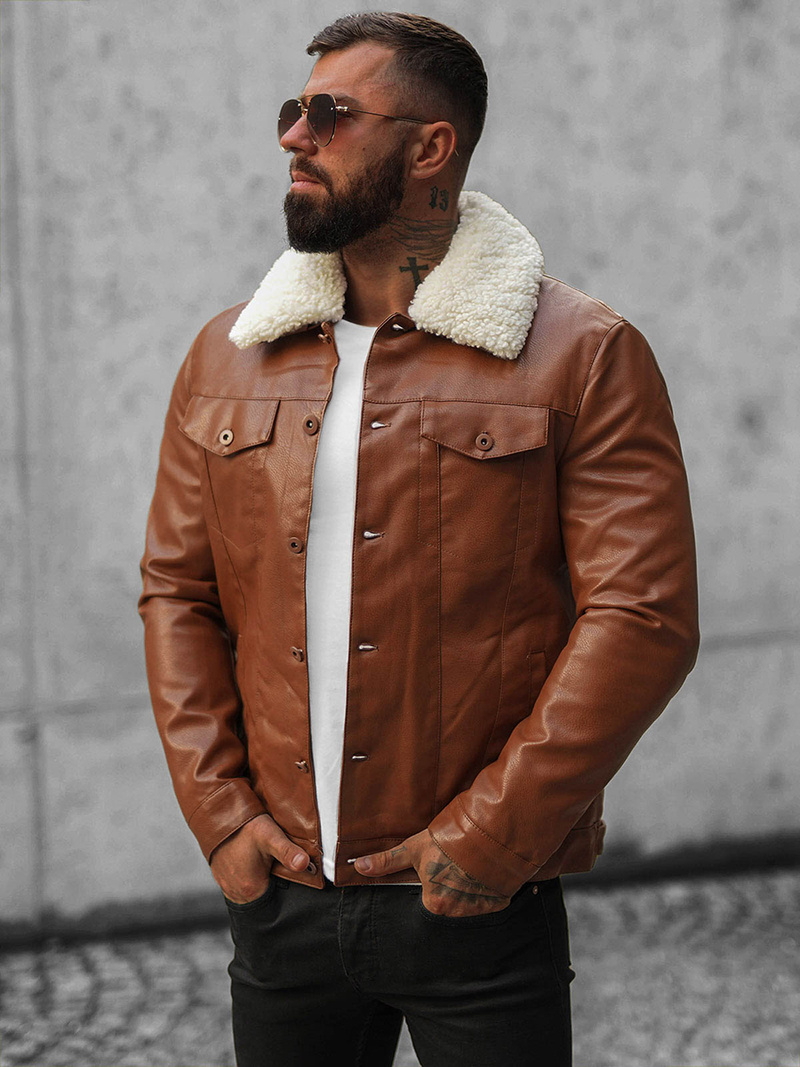 Kurtka skórzana męska camelowa OZONEE O/8830/3