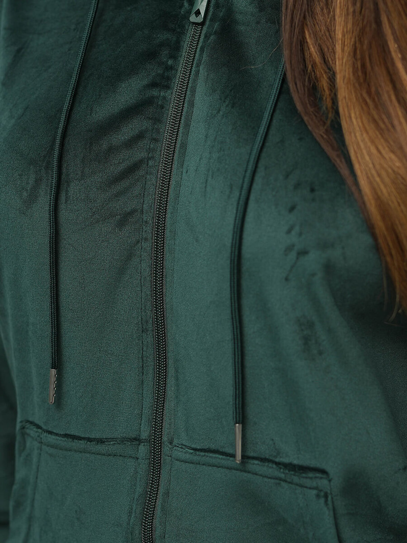 Komplet dresowy damski welurowy ciemno-zielony OZONEE JS/8C1176/9Z