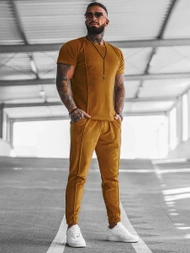 Komplet dresowy męski welurowy camelowy OZONEE O/12135