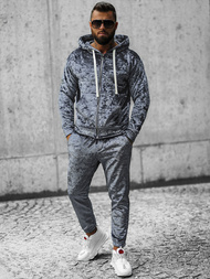 Komplet dresowy męski welurowy szary OZONEE O/D8123/9153