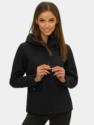 Kurtka softshell damska z kapturem czarna OZONEE JS/HD182/1