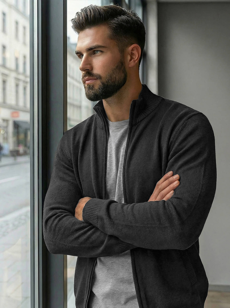 Sweter męski rozpinany grafitowy OZONEE JS/59B3605/5