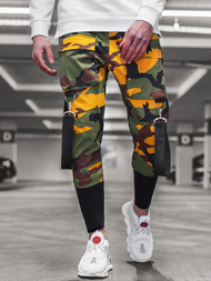 Spodnie męskie chino joggery żółte-khaki OZONEE G/11133