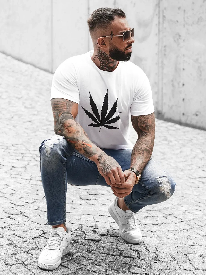 T-Shirt męski biały OZONEE O/BL2261Z