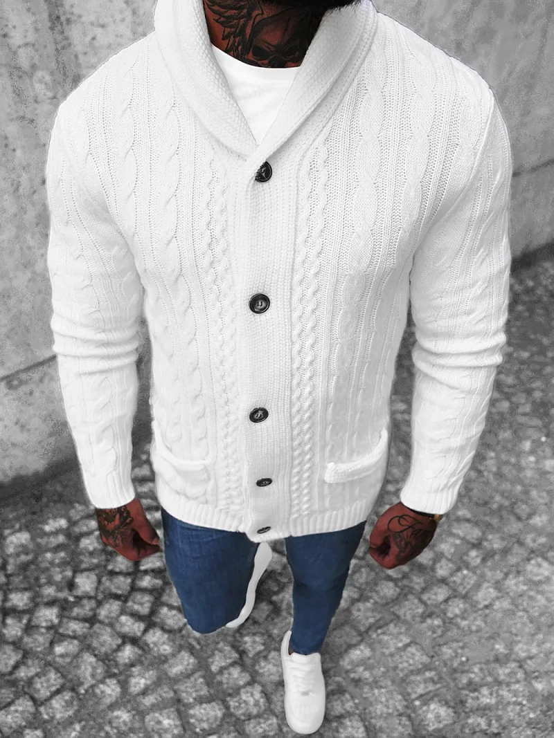 Sweter męski kardigan biały OZONEE NB/MM6017/1
