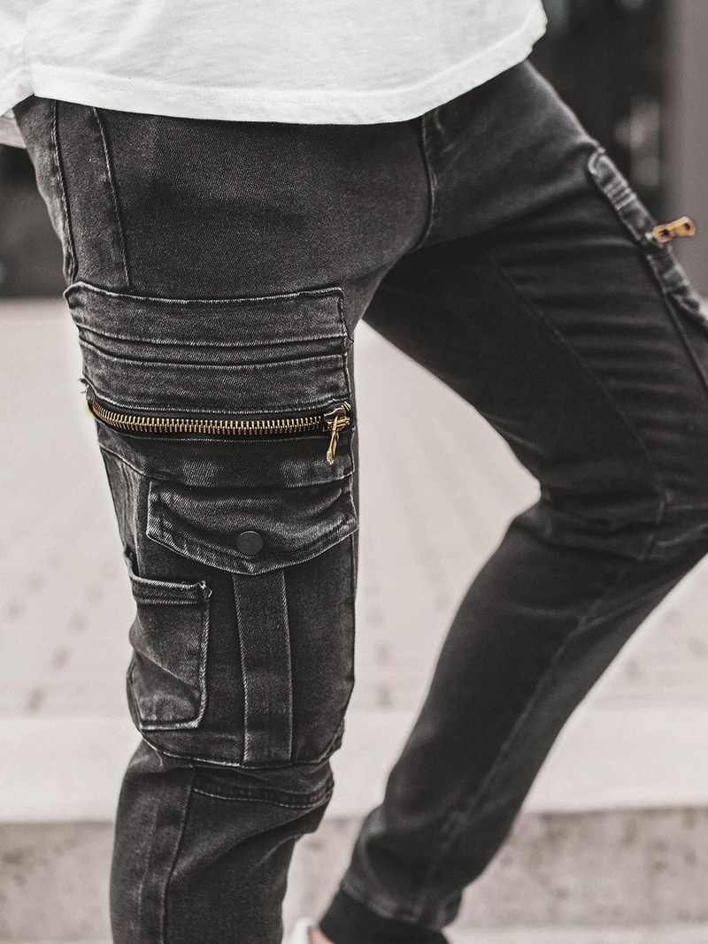 Spodnie jeansowe joggery męskie czarne OZONEE G/1081