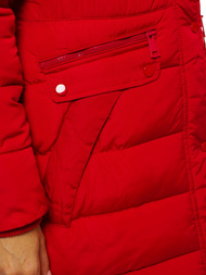 Kurtka zimowa damska parka z futerkiem czerwona OZONEE O/M1556/4