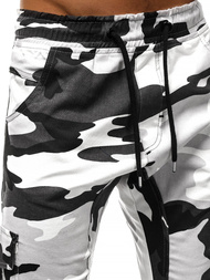 Spodnie męskie joggery czarno-białe OZONEE A/404