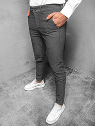 Spodnie męskie chino materiałowe grafitowe OZONEE DJ/5534