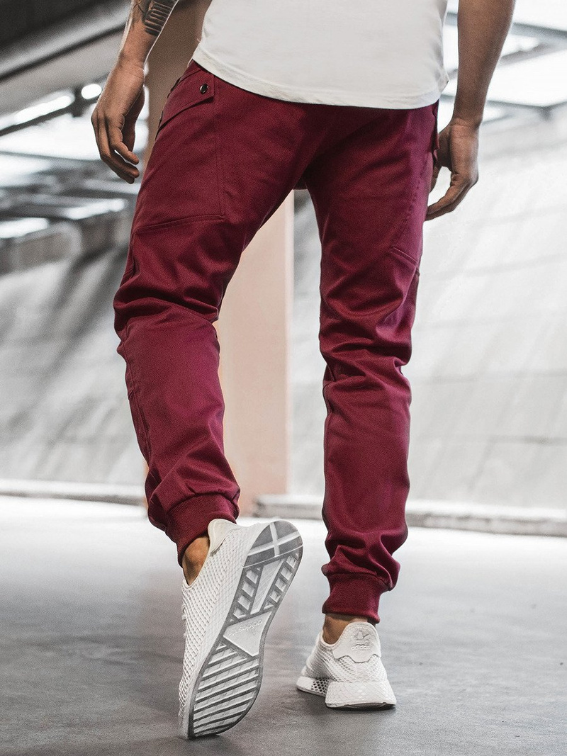 Spodnie męskie chino joggery bordowe OZONEE O/11103