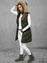 Стьобаний жіночий жилет Зелена OZONEE JS/M787/136