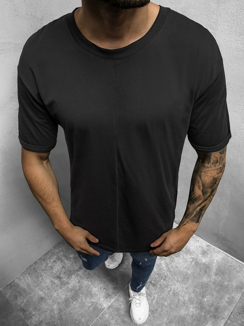 T-Shirt męski czarny OZONEE MR/21576Z