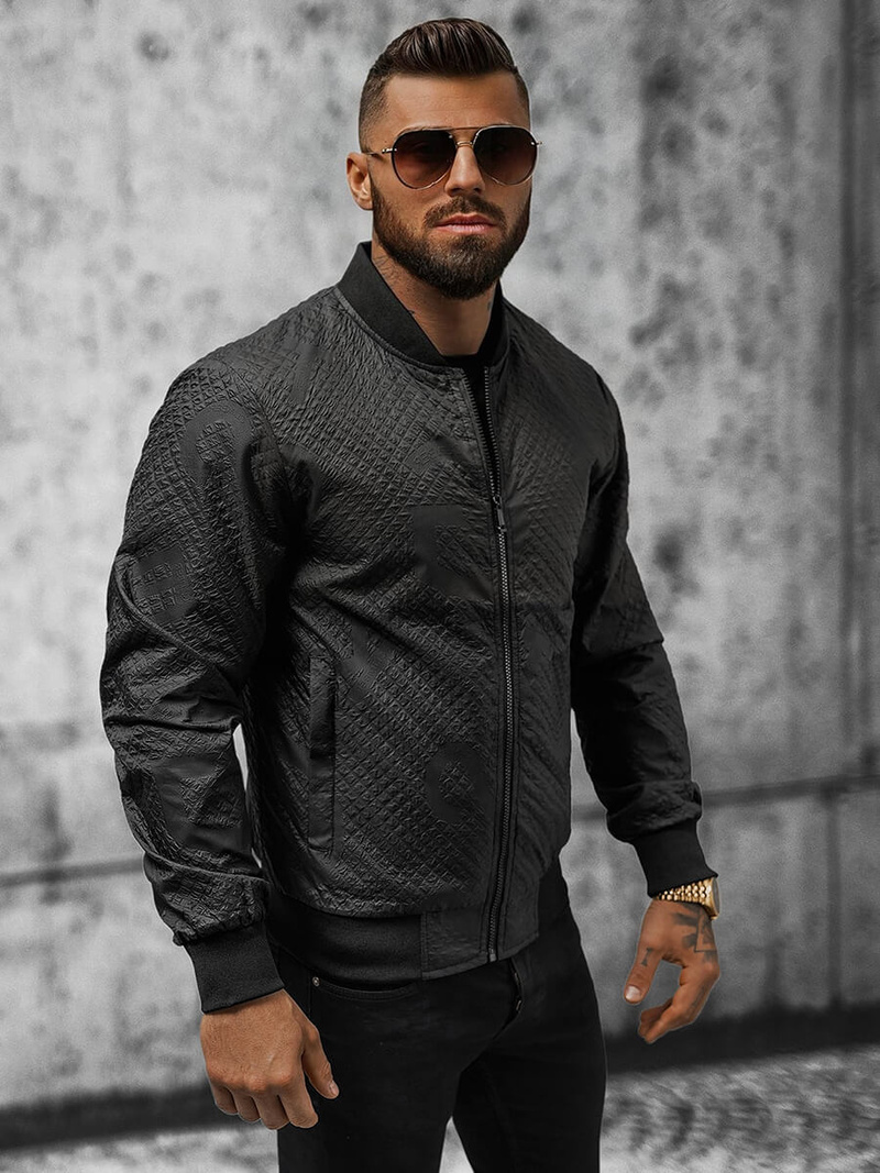 Kurtka przejściowa męska bomberka czarna OZONEE O/3A179