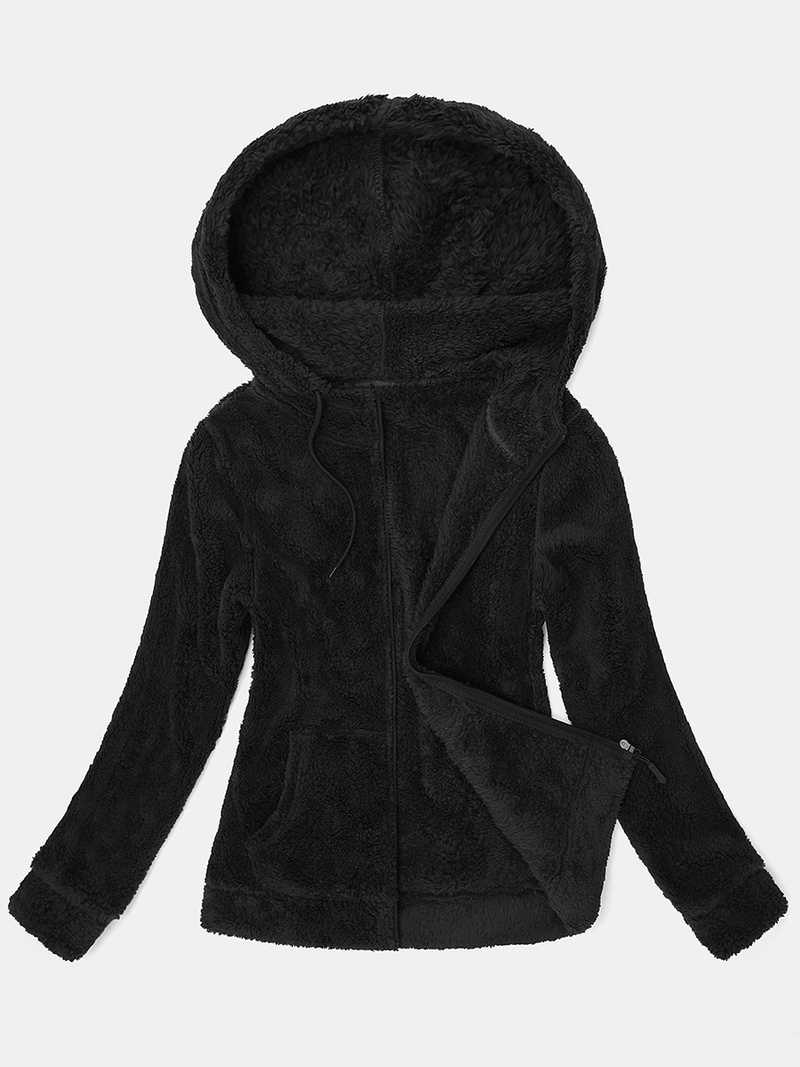 Bluza damska rozpinana z kapturem czarna OZONEE JS/HH007/1