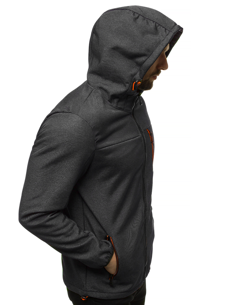 Kurtka softshell męska z kapturem grafitowa OZONEE JS/KS2213