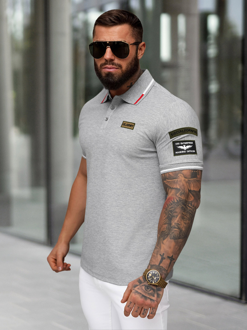 Koszulka męska polo szara OZONEE NB/MT3144