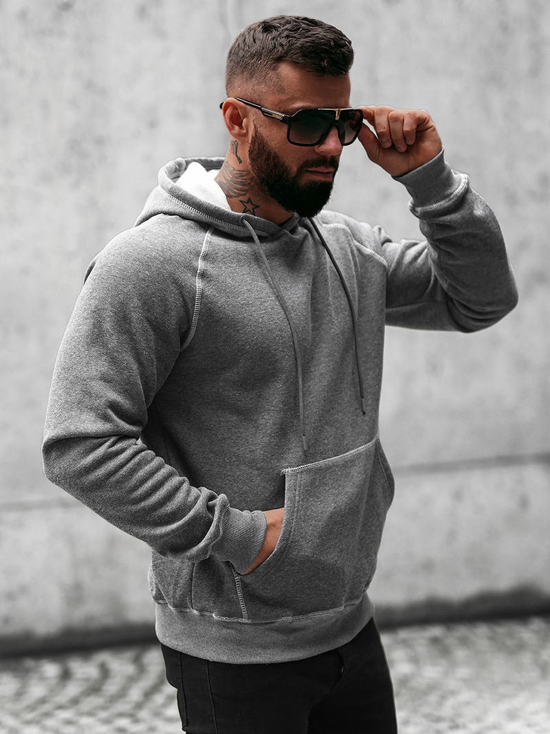 Bluza z kapturem męska grafitowa OZONEE O/8B152/5