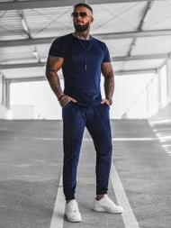 Komplet dresowy męski welurowy granatowy OZONEE O/12135