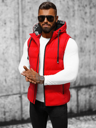 Kamizelka męska pikowana z kapturem czerwona OZONEE JS/5M758/270Z