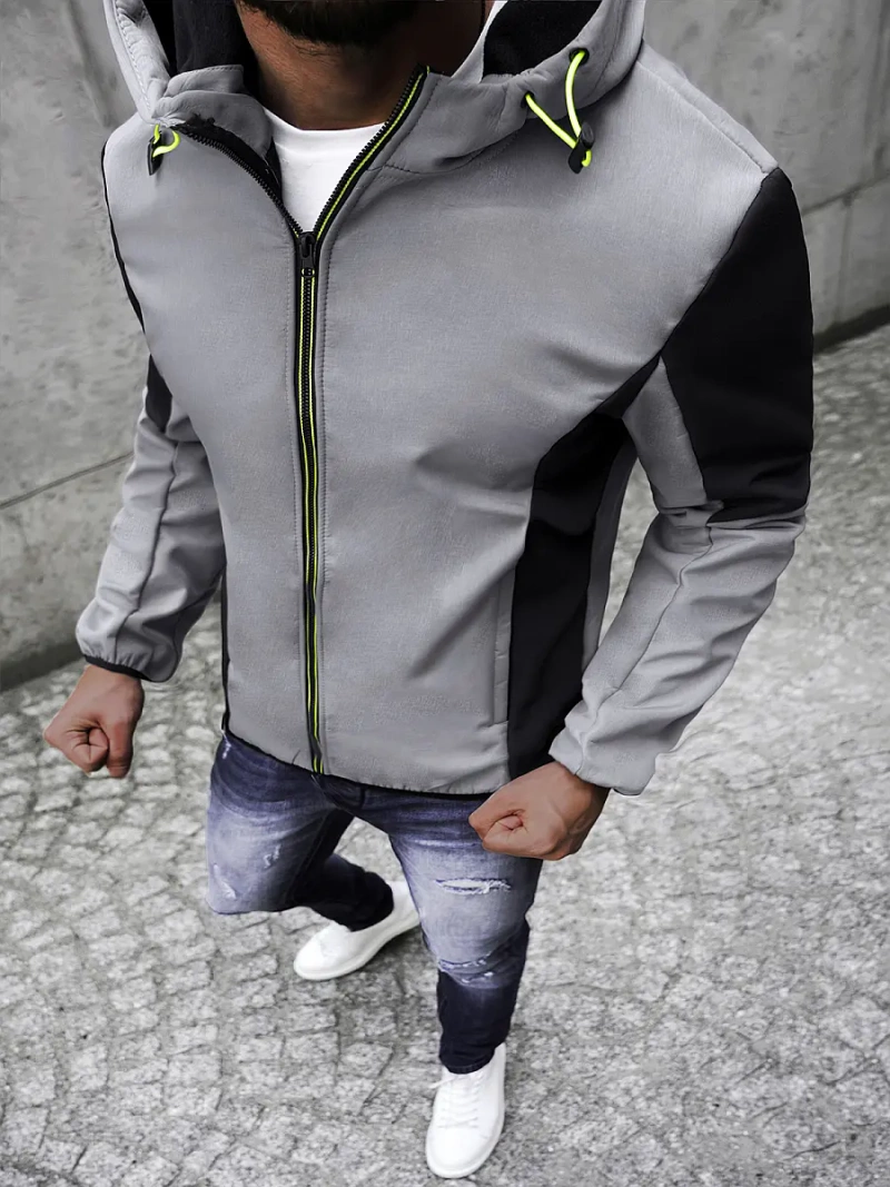 Kurtka softshell męska z kapturem szara OZONEE JS/KS2214Z