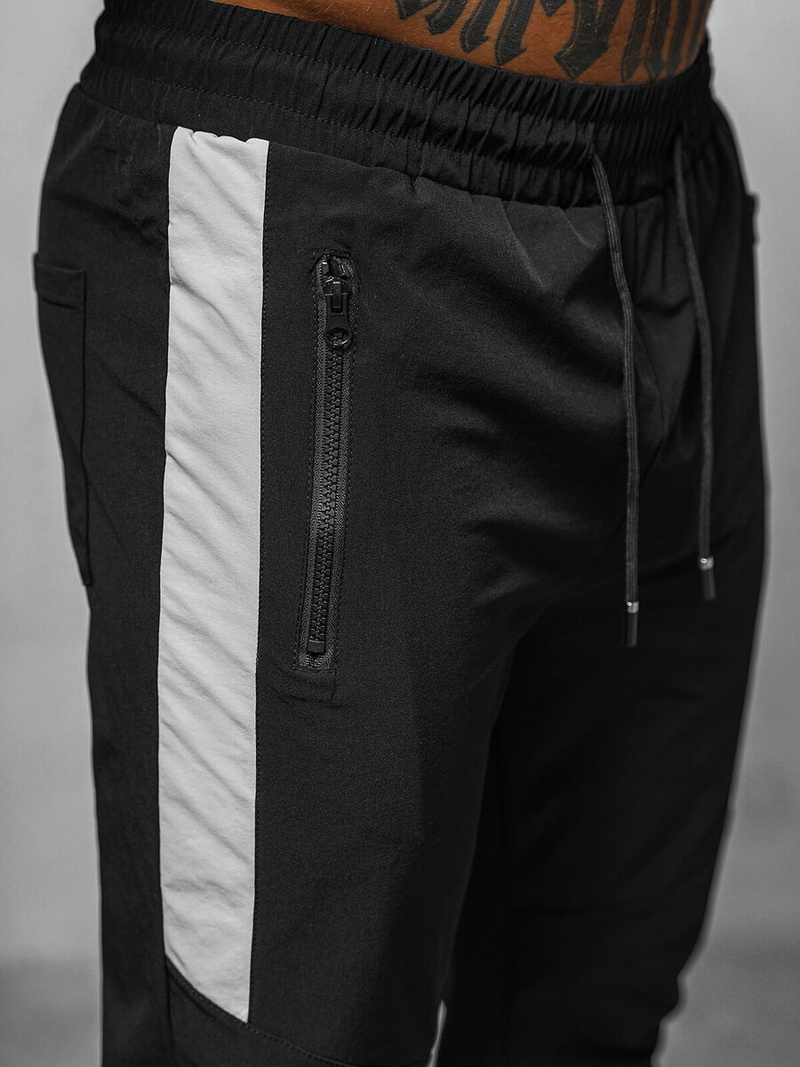 Spodnie męskie joggery czarne OZONEE O/DC468