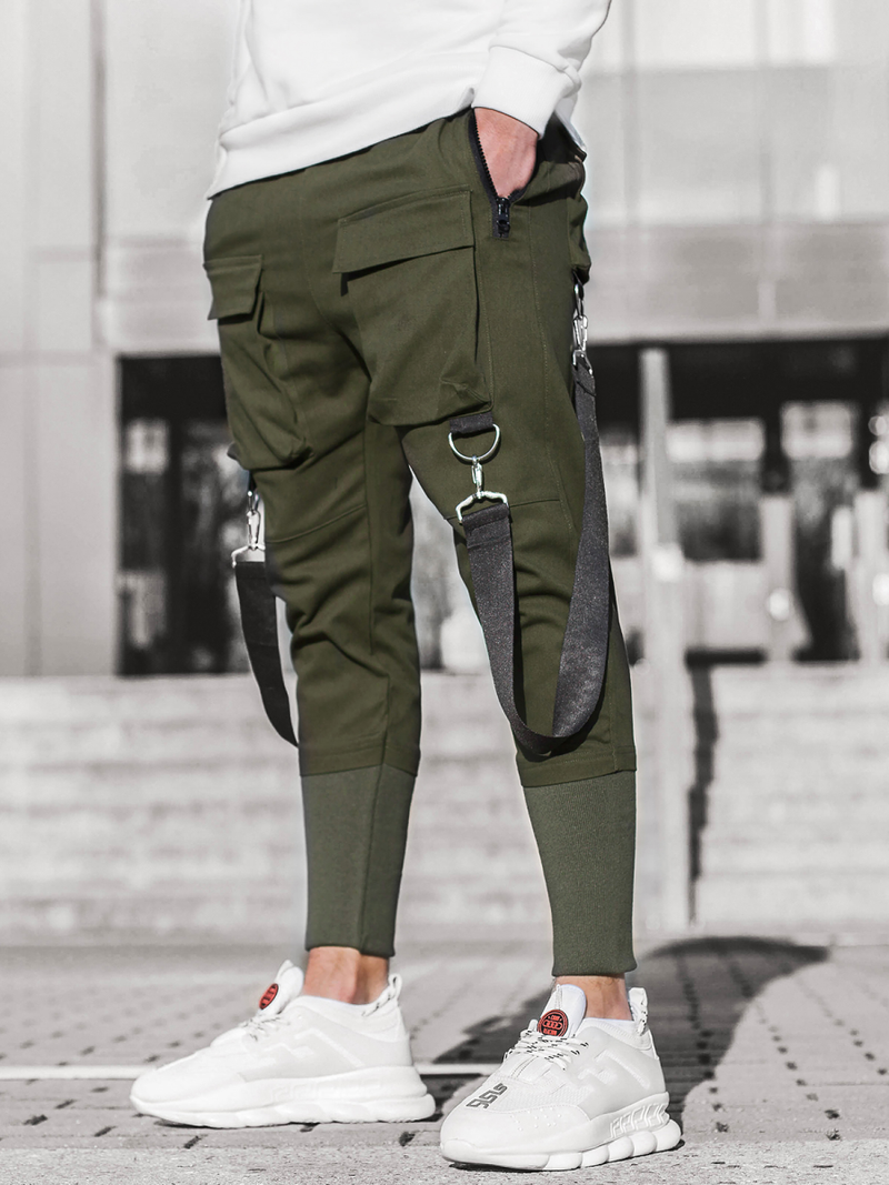 Spodnie męskie chino joggery khaki OZONEE G/11133