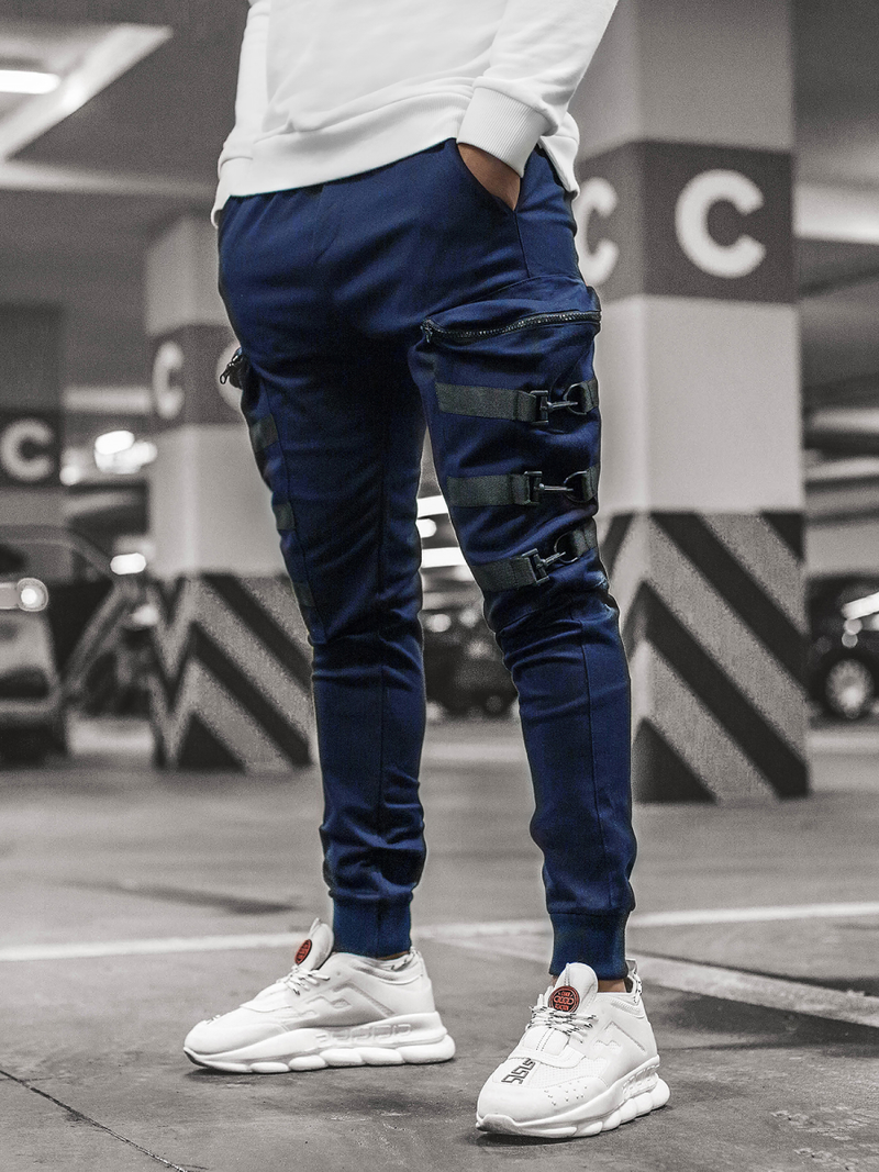 Spodnie męskie chino joggery granatowe OZONEE G/11132