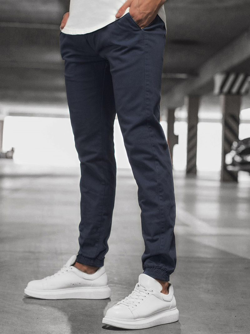 Spodnie męskie chino joggery ciemno-granatowe OZONEE JB/JP1145/9