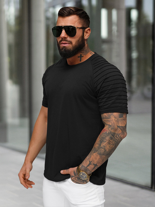 T-shirt męski czarny OZONEE JS/8T88/3Z