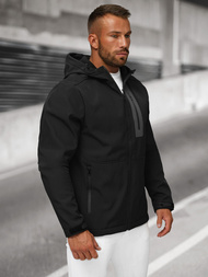 Kurtka softshell męska z kapturem czarna OZONEE JS/27B6513/3