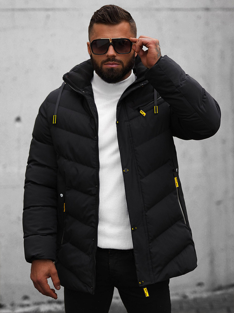 Kurtka zimowa męska pikowana czarna OZONEE JS/22M59/392