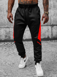 Spodnie dresowe męskie czarno-czerwone OZONEE JS/8K182