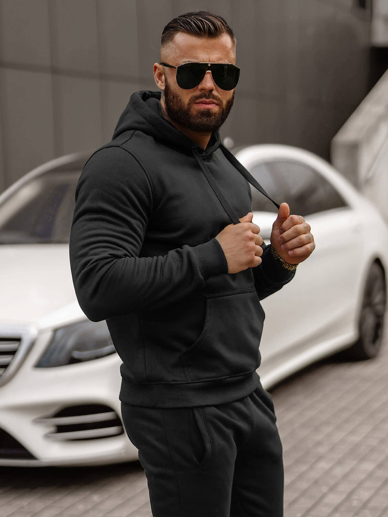 Komplet dresowy męski czarny OZONEE JS/68C10381/3Z