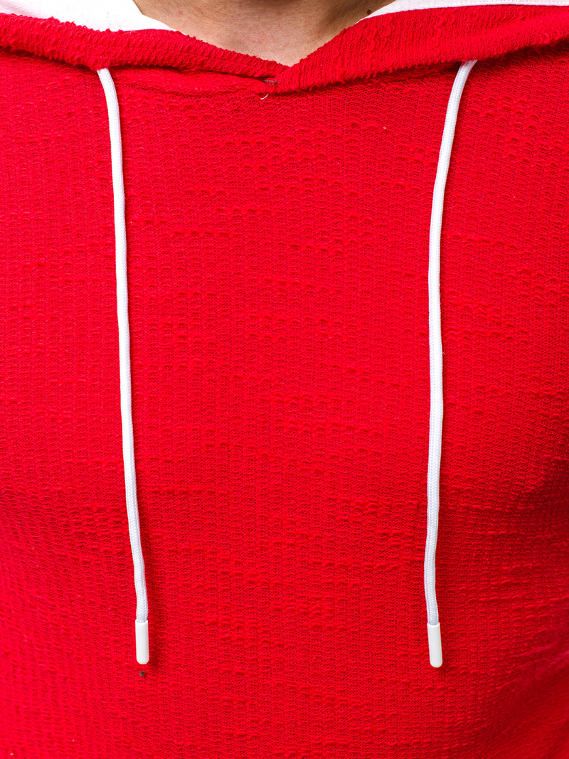 Bluza męska z kapturem czerwona OZONEE O/1252