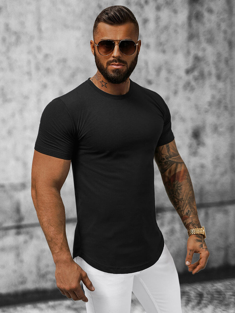 T-shirt męski czarny OZONEE B/181227Z