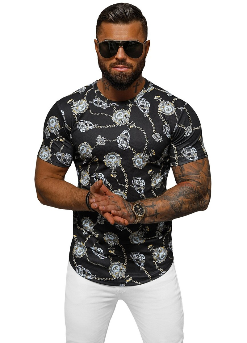 T-shirt męski czarny OZONEE O/PT012