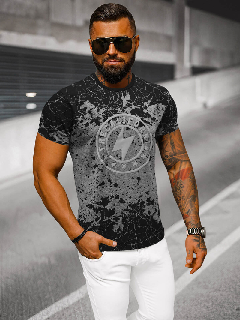 T-shirt męski grafitowy OZONEE JS/S013/5Z