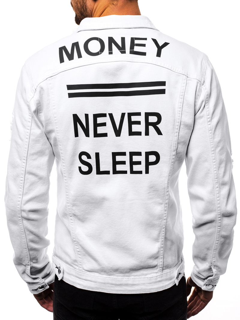 Kurtka jeans męska biała OZONEE G/600