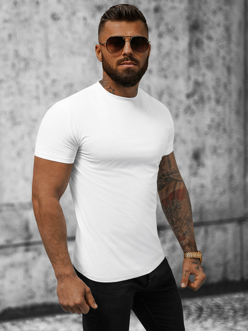 T-shirt męski slim fit biały OZONEE NB/MT3001
