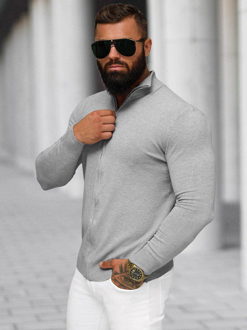 Sweter męski rozpinany szary OZONEE NB/MM6004/2Z