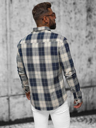 Koszula flanelowa męska ciemno-granatowa OZONEE NB/MC727BS