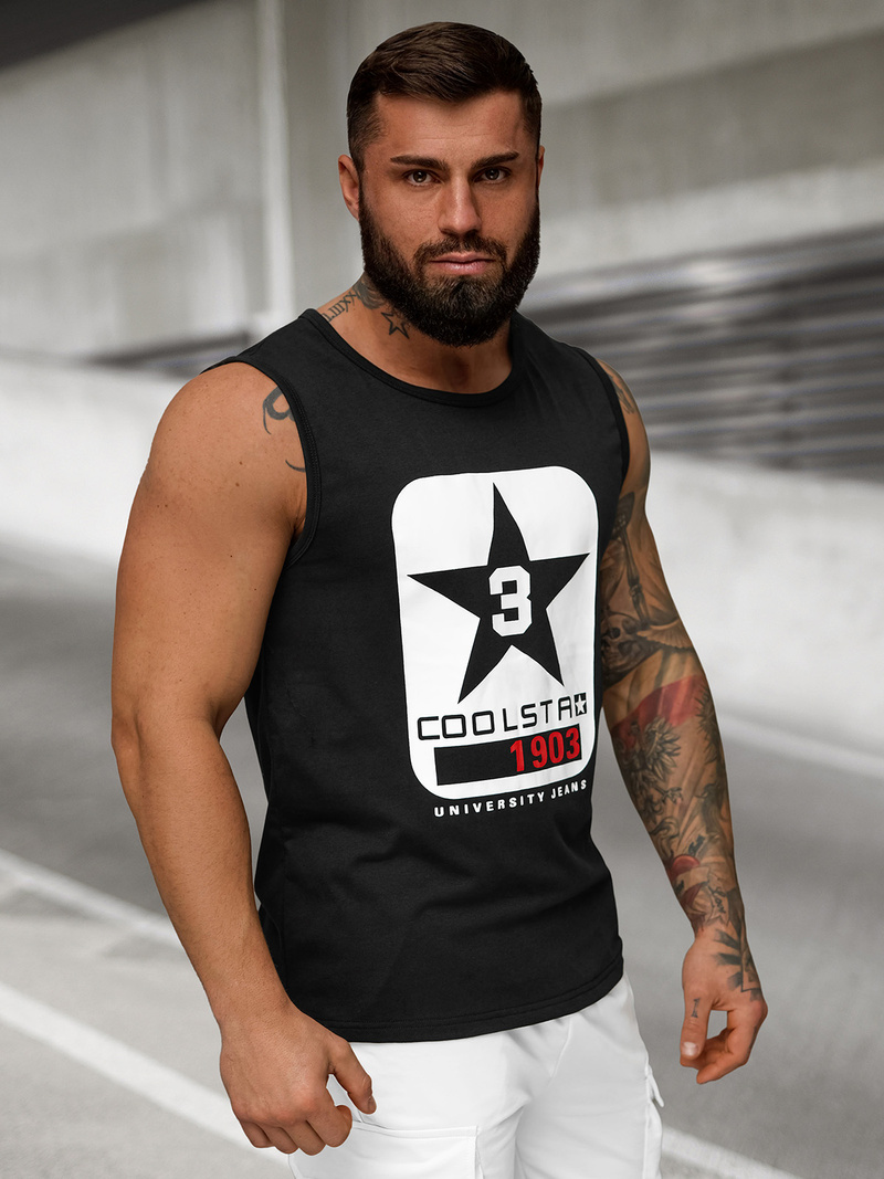 Koszulka bez rękawów męska czarna OZONEE JS/8B1719/3Z