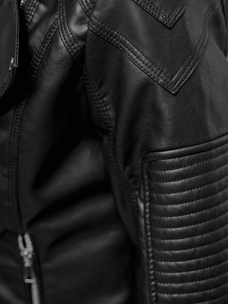 Kurtka skórzana damska ramoneska czarna OZONEE JS/11Z8037