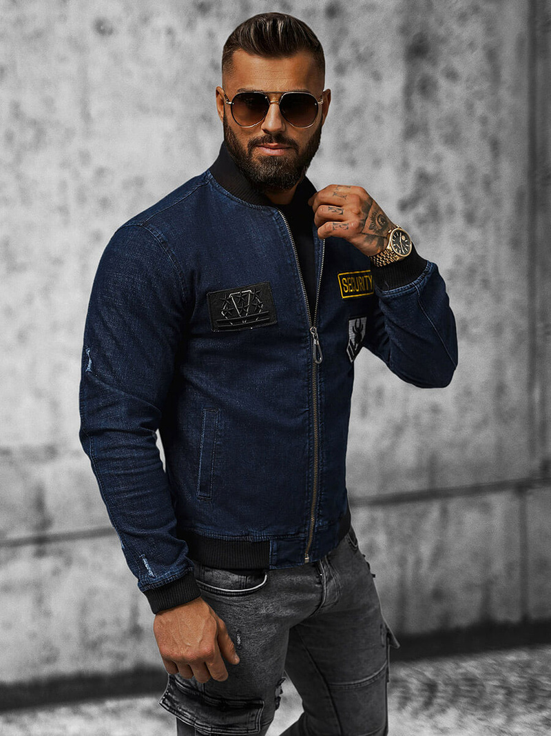 Чоловіча джинсова куртка Ультрамаринова OZONEE NB/MJ509BZ