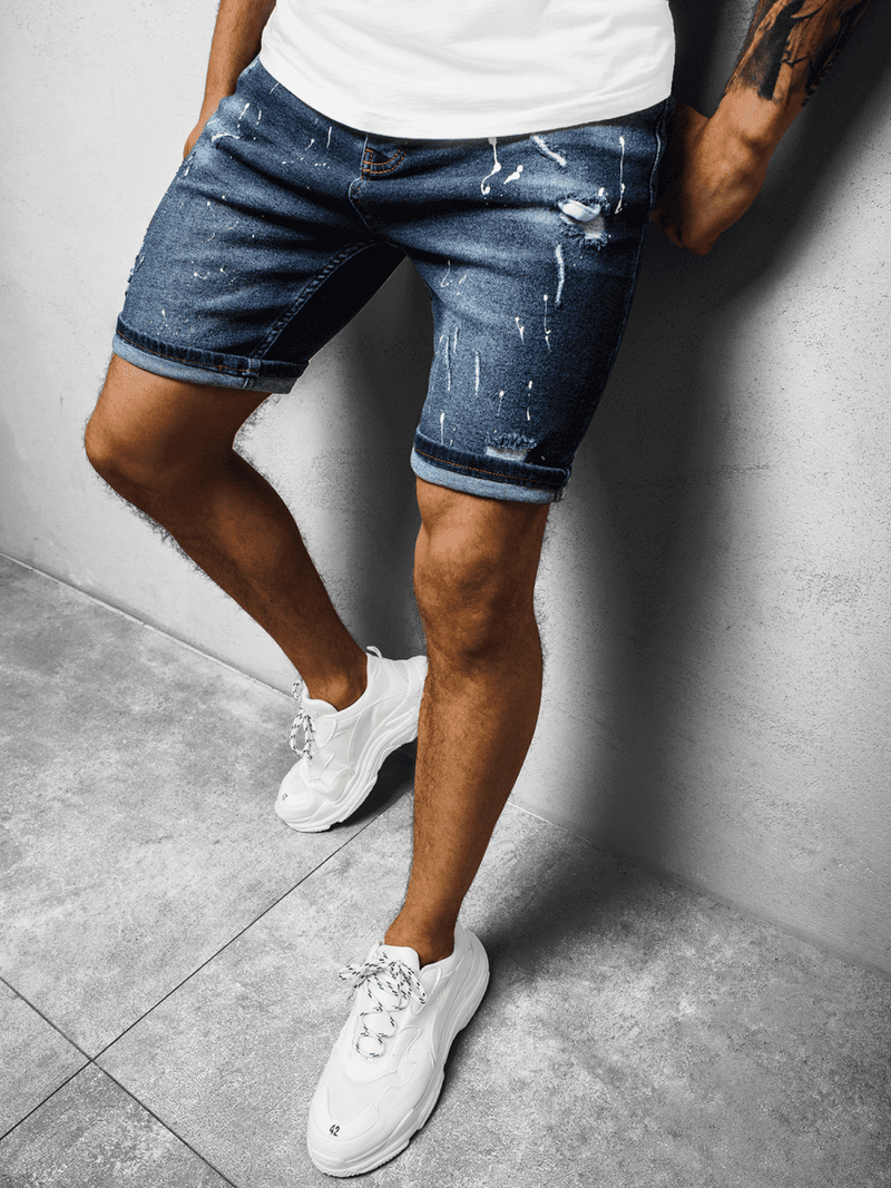 Spodenki męskie jeansowe ciemno-niebieskie OZONEE DP/725/3