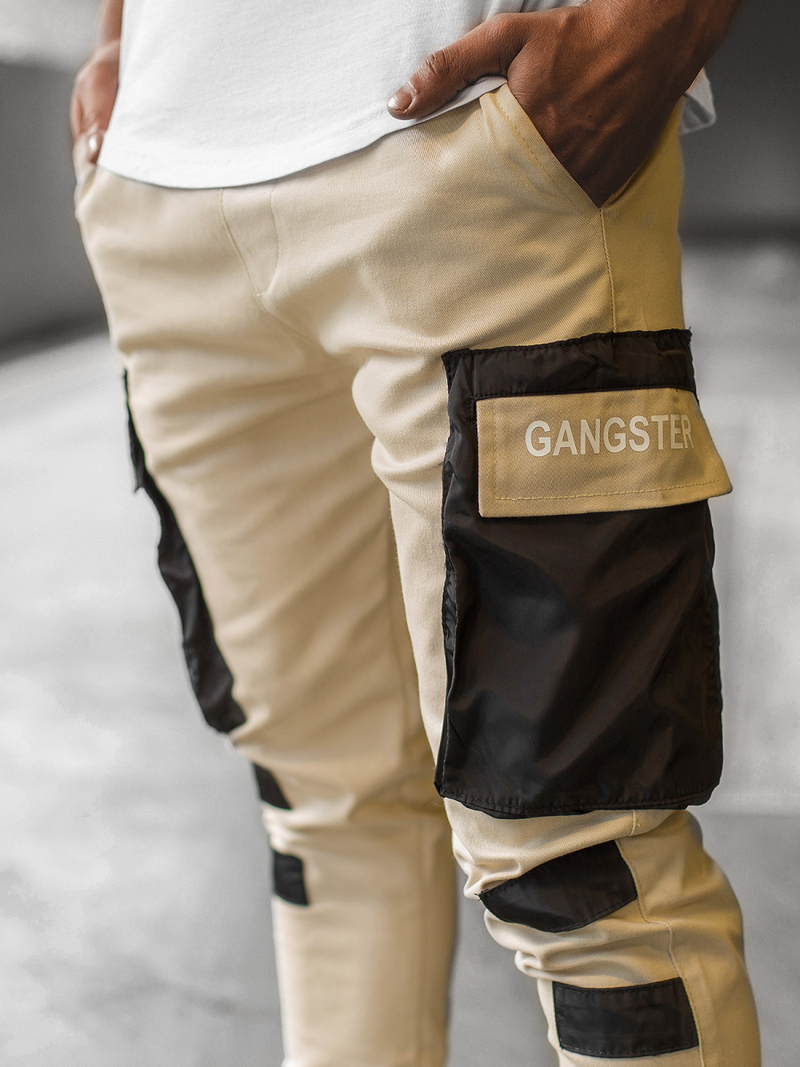 Spodnie męskie chino joggery beżowe OZONEE G/11131