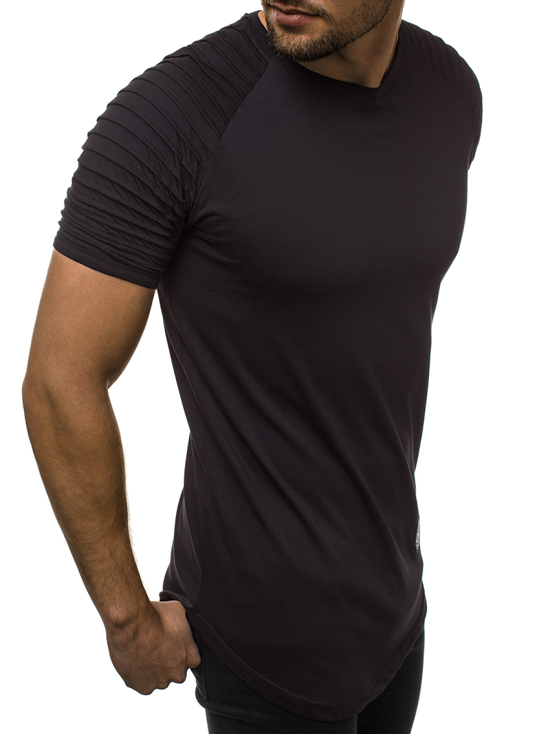 T-Shirt męski bez nadruku czarny OZONEE O/1256/20